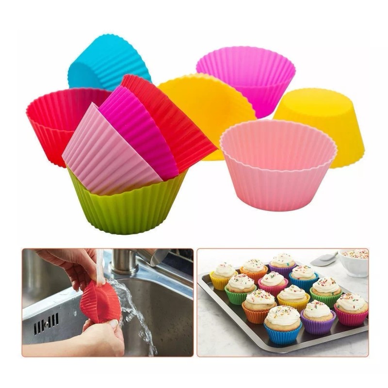 Luxury Charola De Cupakes + Capacillos De Silicon Muffin Reposteria