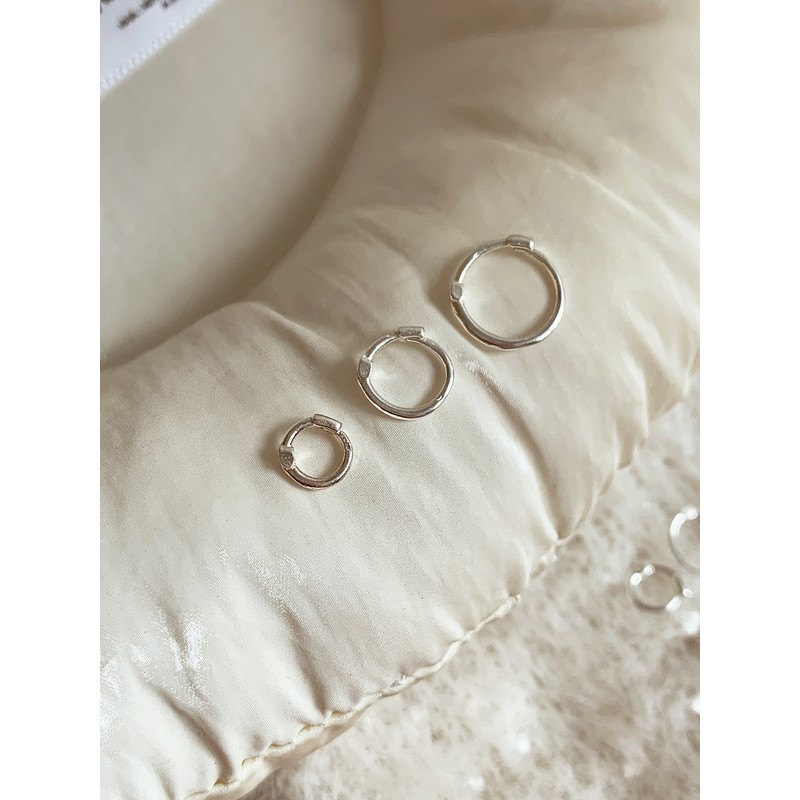 925 Silver Basic Slim Mini One Touch Ring Earrings Gift