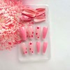 Flower Press on Nails Long Coffin Fake Nails Pink Style