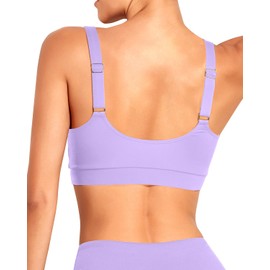 Tempt Me Women Sports Bra Bikini Tops Scoop Neck Bathing Suits Top Padded Swim Crop Tops Only, Lavender, X-Large