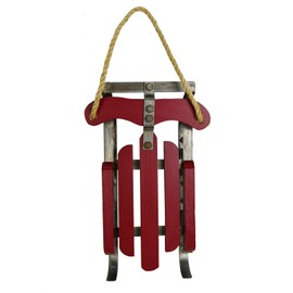 Christmas Wood Sled Decoration Hanging Sleigh Xmas Wall Decor Ornament Vintage Rustic Christmas Sled Holdiay Decor (1, S)