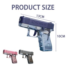 SSKHE 3 Pack Water Pistols, Manual Squirt Toys for Kids, Perfect Summer Pool, Beach, Outdoor Water Fighting Games, Set for Boys & Girls (Transparent Pink/Grey/Blue)