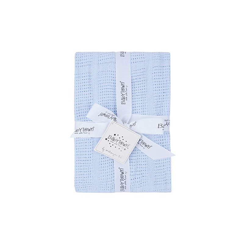 BabyTown Baby Boys and Girls Soft Cotton Cellular Blankets Blue