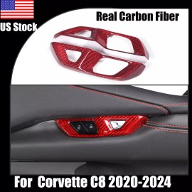 autopart2021 Red Real Carbon Fiber Door lock Button Cover Trim For Corvette C8 2020-2025