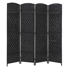 4 Panel Room Divider Folding Privacy Divider 6 Ft Indoor Wall Divider Portable Partition Wood Screen, Black