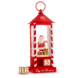 RAZ Imports Santa Checking List Lighted Water Advent Lantern, 11 inches
