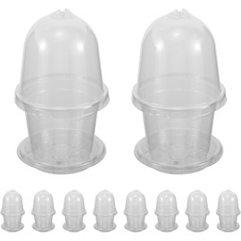 Kisangel 10 macetas Tipo Vaso: Maceta de vivero con cúpula Transparente - Bandeja Reutilizable para germinar Semillas y propagar hortalizas Mediante esquejes (Transparente)