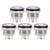 5Pcs Button Switch Stainless Steel Flat Top Button with LED
