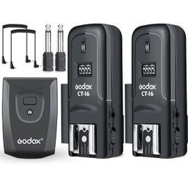 GODOX CT-16 Radio Transmisor Inalámbrico Kit Receptor de Disparo de Flash inalámbrico Compatible con Canon Nikon Pentax DSLR Camera (1 Disparador + 2 Receptores)