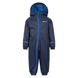 Mountain Warehouse Spright Junior Waterproof Rain Suit - Extra Warm with Taped Seams & Fleece Lining, For Boys & Girls - For Autumn, Winter, Wet Weather & Outdoors Navy Baby Size 6-9 Months