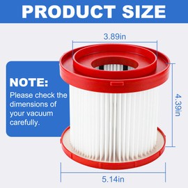 Replacement HEPA Filter 49-90-1900 for Milwaukee Wet Dry Vacuum Filters, Compatible with Milwauke Filter M18 0880-20 0970-20 M12 0960-20 (4 Pack)