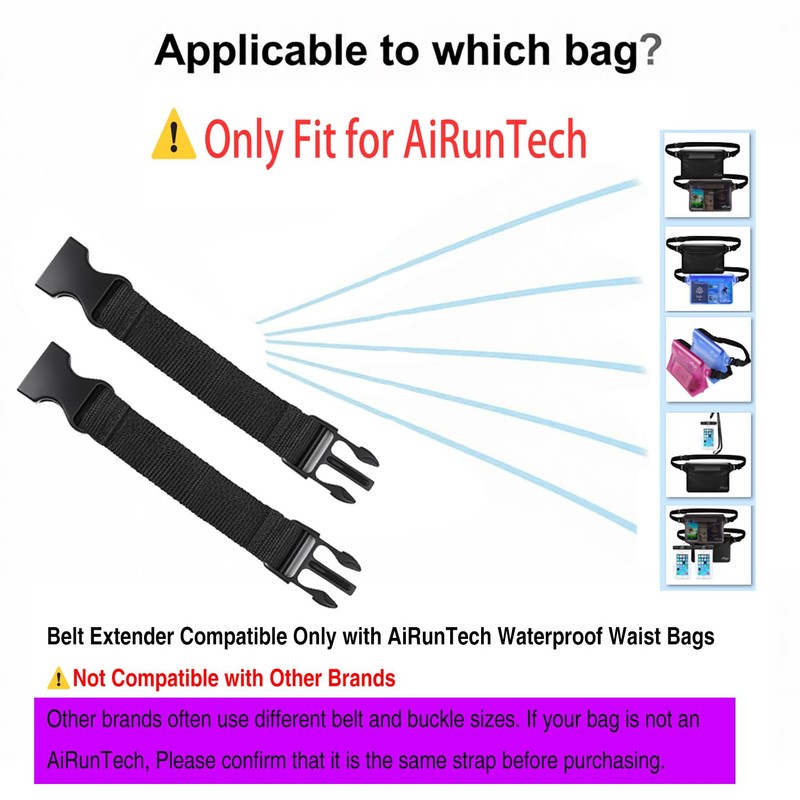 AiRunTech Extender Belt – Adjustable Strap Extension (2 Pack), Only