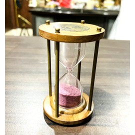 Crafts Vintage Hourglass Sand Timer, 1 Minute Decorative Wooden Sandglass, Sand Clock Watch Pink Sand Hourglass Clock for Office Home Decor Gift Brown