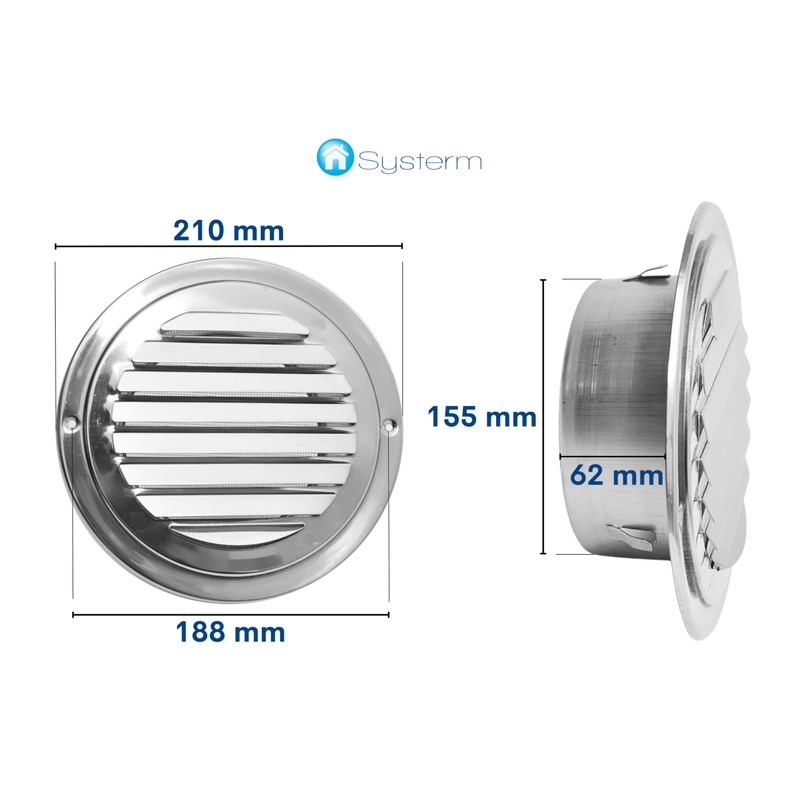 Ventilation Grille Stainless Steel (160mm)