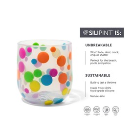 Silipint: Stemless Wine Glasses 12oz: 4 Pack - Polka Dot - Silicone Unbreakable Cups, Hot & Cold Drinks, Dishwasher-Microwave-Freezer-Oven Safe