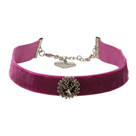 Alpenflüstern Traditional Velvet Choker Necklace, Deer – Costume Necklace, Close-fitting Choker, Elastic, with Deer Antlers. Elegant Women's Costume Jewellery, Velvet Choker, Wide, in Traditional Colours, Base Metal