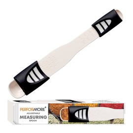 Performore Cuchara medidora ajustable con escala ajustable de doble extremo, 9 puestos todo en uno, amplia gama de mediciones, ingredientes secos y...