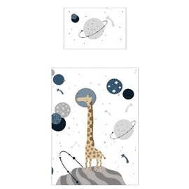 Arle-Living 2-Piece Baby/Children's Bed Linen – Dwarfs Edition – 100 x 135 cm + 40 x 60 cm – 100% Cotton (Giraffe Astronaut)