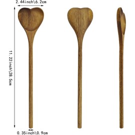 Heart Shaped Wood Spoon with Long Handle, Cooking Kitchen Utensils, Valentine Spoons Heart Shaped Bamboo Spoon, Serving Table Spoon Food Spoon Honey Spoons Kitchen Utensils