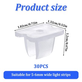 30 Stück Wsserdichter LED-Lichtstreifenclips, LED Streifen Montagehalterung Clips, passend für 5 mm bis 6 mm Silikon LED Streifen Halterung, Inklusive Schrauben, durchscheinend