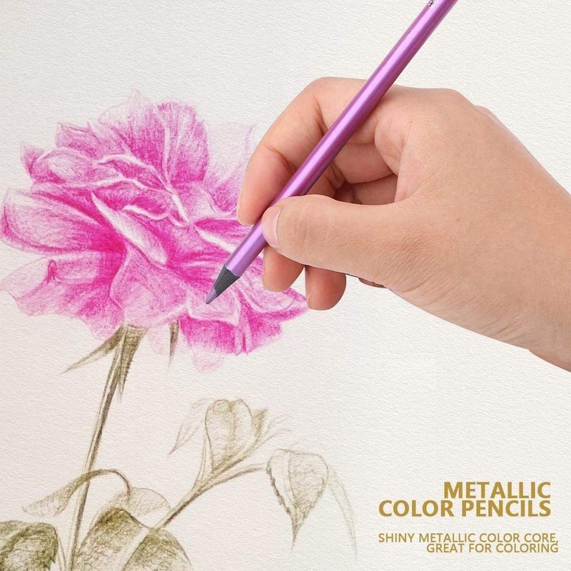 Metallic Colouring Pencils Drawing Pen 12 Colors