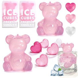 Shyllin Reusable Ice Cubes, Heart Shaped Ice Cubes, 2 Pieces Bears, 8 Pieces Hearts, Party Ice Cubes for Chilling Drinks, Ice Compresses on the Face and Keeping Picnic Food Fresh
