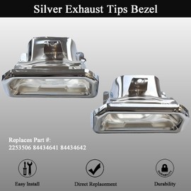 LLANNDER Pair Exhaust Tips Bezels Compatible with Chevy Silverado 1500 2019-2023, GMC Sierra 1500 2019-2024 Replace# 2253506 84434641 84434642 84667764 Silver
