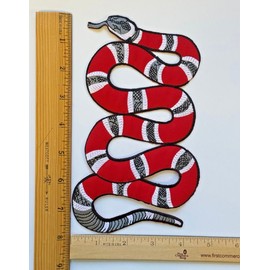 3pc  Lot Coral Snake Patch Red Embroidered Iron on Designer Style  7 3/4"X 4.5"