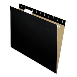 Colored Hanging Folders, 1/5 Tab, Letter, Black, 25/Box