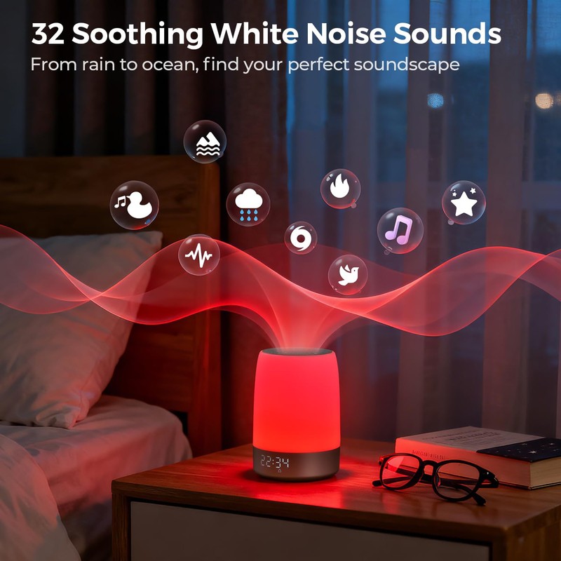 Red Light for Sleep, App Control, 32 Sounds, 7 Alarms,