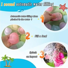 QINGLER Summer Reusable Water Balloons for Kids Adults, 2024 New Upgrade Silicone Refillable Water Balloons, One-Handed Quick Fill Self-Sealing Balls for Beach Pool Outdoor Backyard (24 Pcs)
