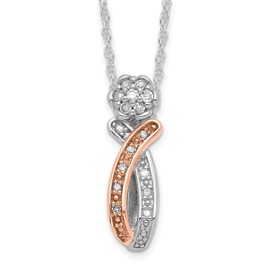 Auriga Fine Jewelry Sterling Silver and 10K Rose Tone Polished Diamond Fancy Necklace 18"