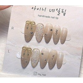 [Commemorating store openingSuper special discount]Premium champagne gold handmade nails - Stiletto / [입점기념초특가할인]프리미엄 샴페인골드 수제네일 - 스틸레토