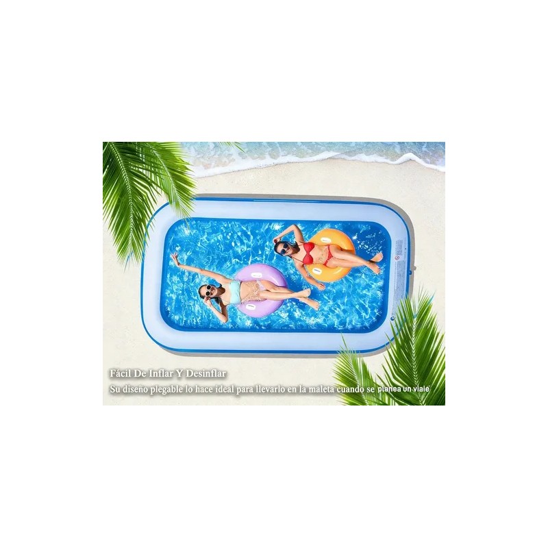 215cm Alberca Inflable Rectangular Para 3-5 Personas Try Me Azul
