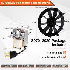 Hiorucet S97012029 Motor for Broan Bathroom Exhaust Fan 663-C/688-C, 688 663 663-E 688-E 663B 688B 668 662 670 671-A 670-A, 684-A/B/C, 689-A/B/C/D, 97012029 Bathroom Fan for Broan Replacement Part