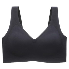SOFT INTENTION Women's Seamless Bra Wireless Bra Full Coverage Push Up No Underwire Tshirt Comfortable Everyday Plus Size Friendly- Jelly:_Black - Jelly Strips for Support_2XL (Size 5)
