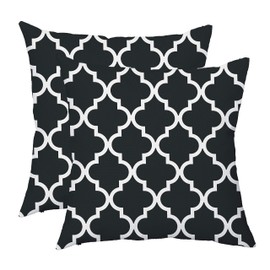 TAOSON Pack of 2 Soft Canvas Throw Cushion Cover Pillow Covers Cases for Couch Sofa Home Decor Modern Quatrefoil Accent Geometric with Hidden Zipper Closure Only Cover 18 x 18 Inches Black White