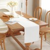 Laolitou White Table Runners 72 Inches Long, Burlap Linen Texture