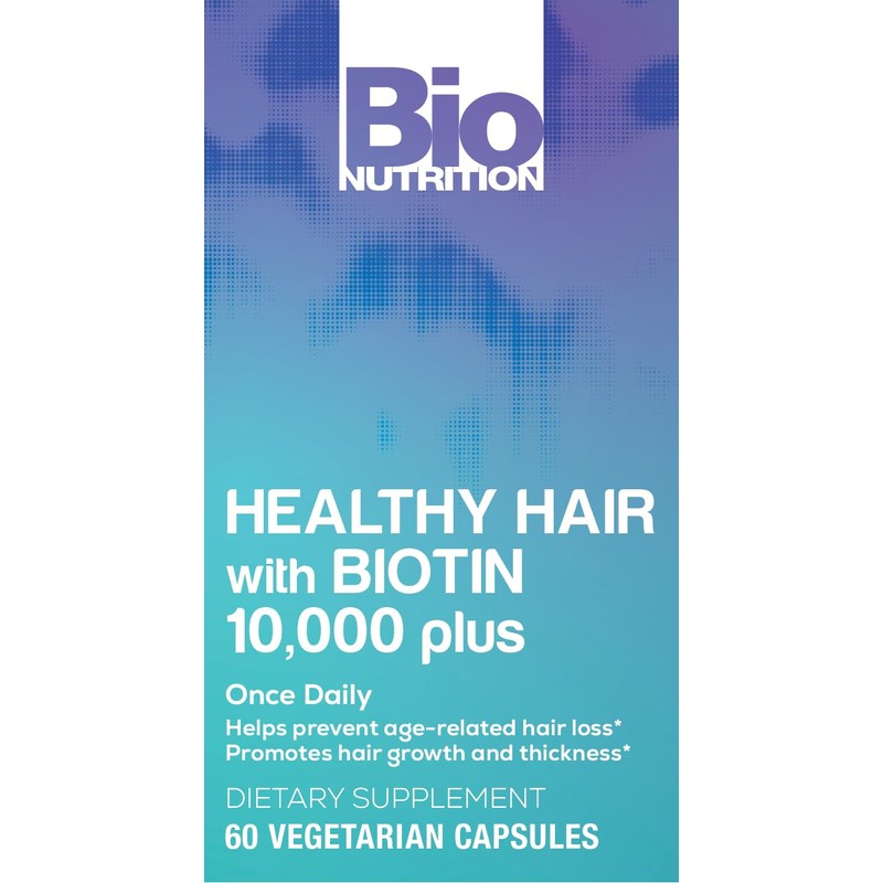 Bio Nutrition Healthy Hair Biotin Vegi-Caps, 60 Count