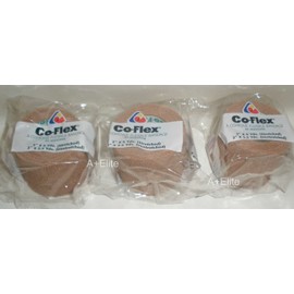 Andover CO-Flex 2"x5Yds Tan Flesh 3-Pack Cohesive Flexible Elastic Latex Bandage Compression Self Adherent Wrap Kids Children Vet Animals Pets Cats Dogs Horses 3200TN