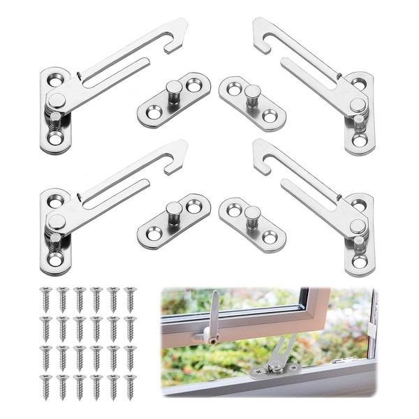 3 Pairs UPVC Window Restrictor Locks, Stainless Steel Window Restrictors