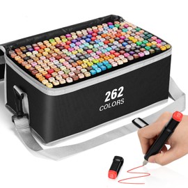 ZSTAOCI 262 Colors Alcohol Markers, Art Markers for Kids Adults Artists Coloring Painting Sketching, Dual Tip Drawing Marker Set Perfect for Boys Girls Students Gift (262)