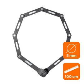 AXA Fold Lite C100 - Folding Bicycle Lock - Lightweight - Bicycle Folding Lock with Combination Lock - Security Level 7 - Fits All Frames - Length 100 cm, Black