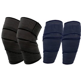 Oikejias Elastic Compression Bandage For Knee, 2 Pair Adjustable Knee Leg Brace Sport Sleeve Wrap Gym Accessories to Prevent Thigh Calf Stiffness, Stabilising Ligaments, Relieve Joint Pain - 59"