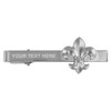 PinMart Silver Fleur De Lis Iris Engravable Tie Clip Bar