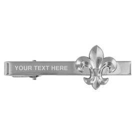 PinMart Silver Fleur De Lis Iris Engravable Tie Clip Bar