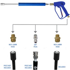 Essential Washer Pressure Washer Gun And Hose Kit | Comes With M22 Adaptors | 18" Pressure Washer Extension Wand And Pressure Washer Nozzle Guard