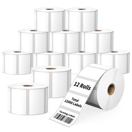 12 Rolls 2.25" x 1.25" Direct Thermal Labels, 12000 Labels 2-1/4x1-1/4 Barcode & Multipurpose Label,Self-Adhesive Address Shipping Stickers Compatible with Zebra, Rollo, Munbyn Thermal Labels Printers