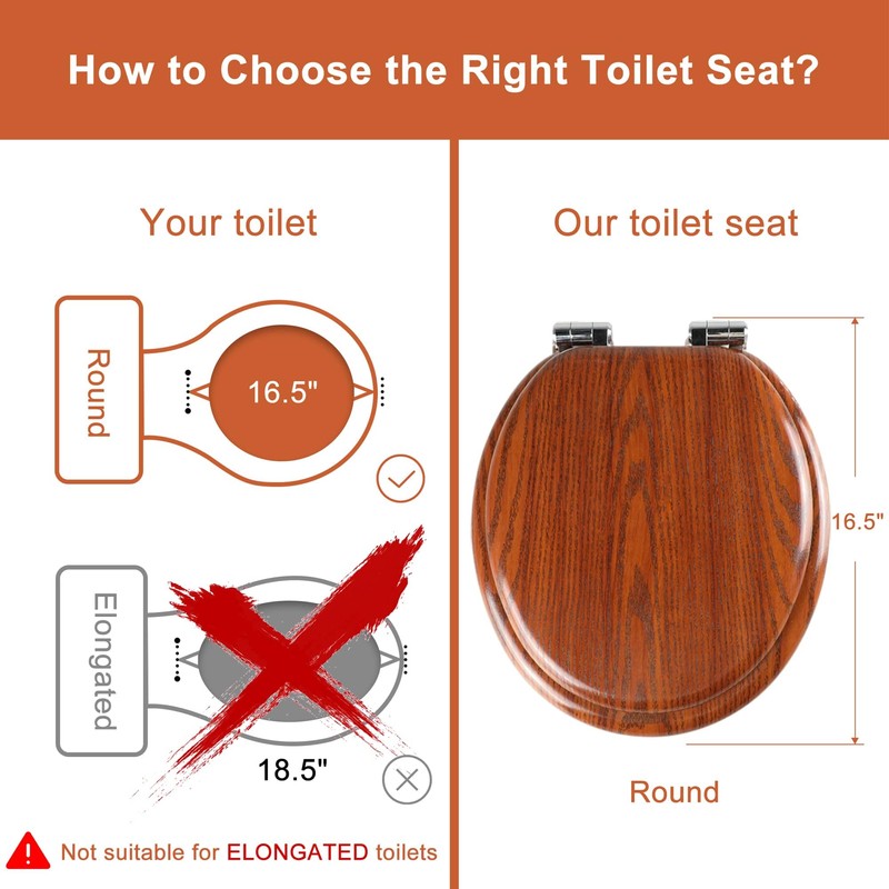 Round Toilet Seat Molded Wood Toilet Seat with Quietly Close