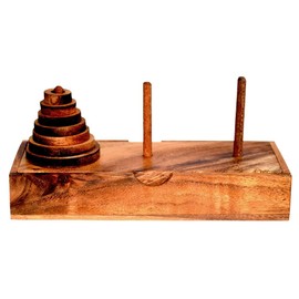 Tower v Hanoi 7 round, puzzle wood concentration game with 7 round discs made of wood, set the tower but use only 1 disc, Pagoda wooden puzzle, puzzle game, IQ puzzle, brain teaser